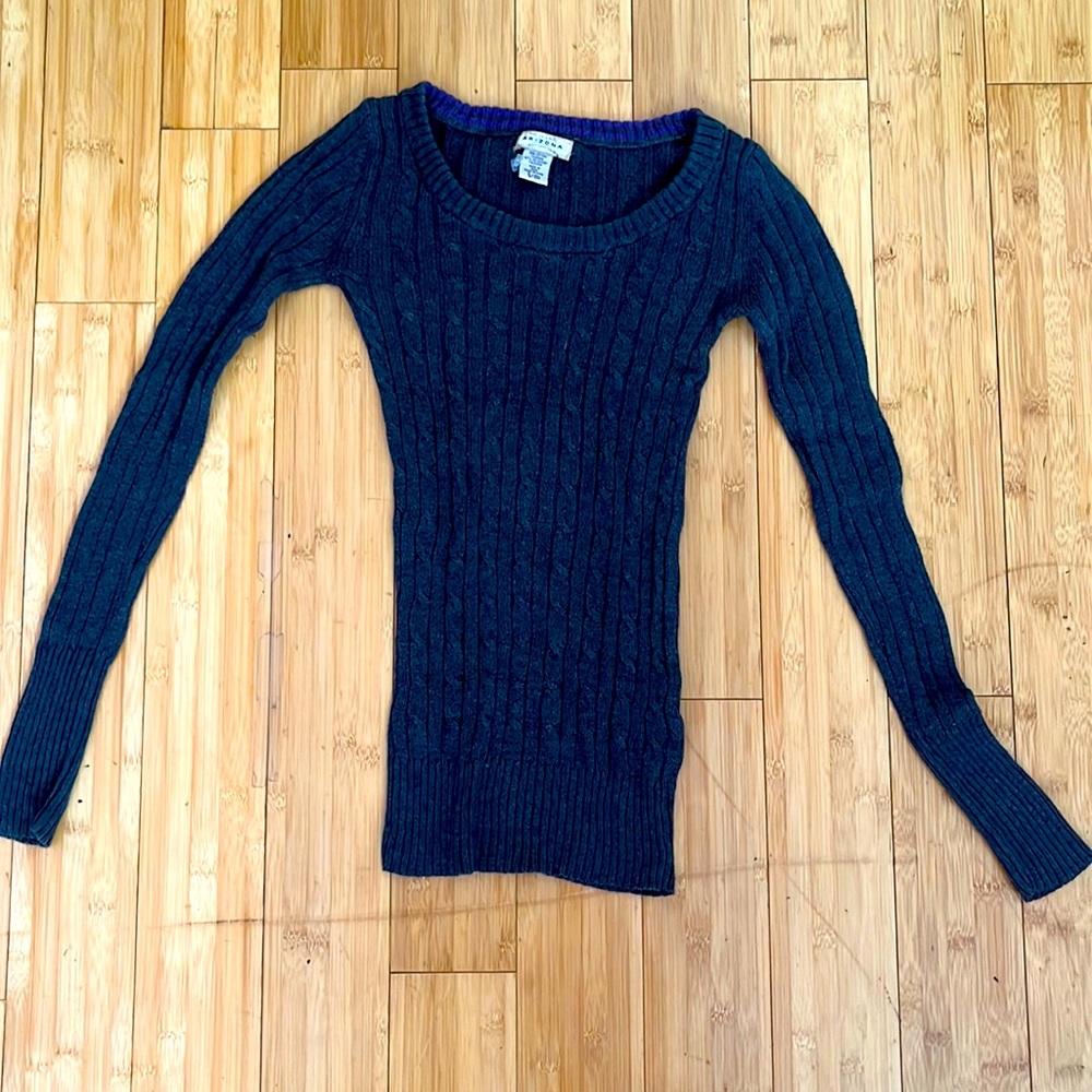 thrifted arizona dark grey knit sweater